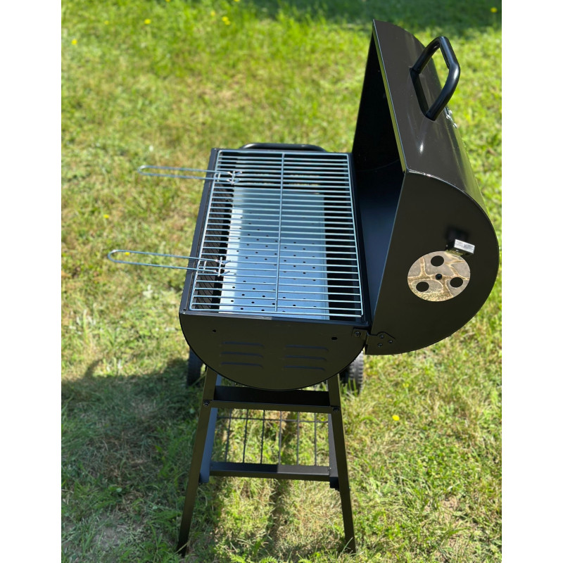 Grill węglowy półbeczkowy ogrodowy z rusztem 59,5x29 cm