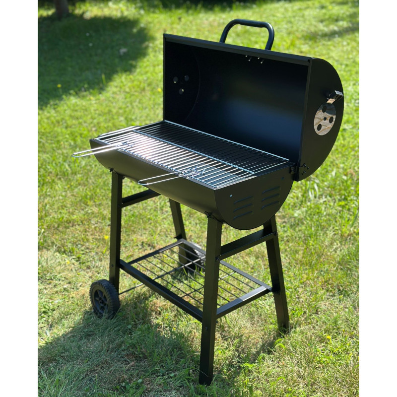 Grill węglowy półbeczkowy ogrodowy z rusztem 59,5x29 cm