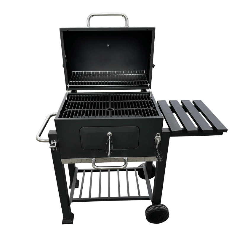 Grill węglowy 113,5X50X107 cm z żeliwnym rusztem + pokrycie