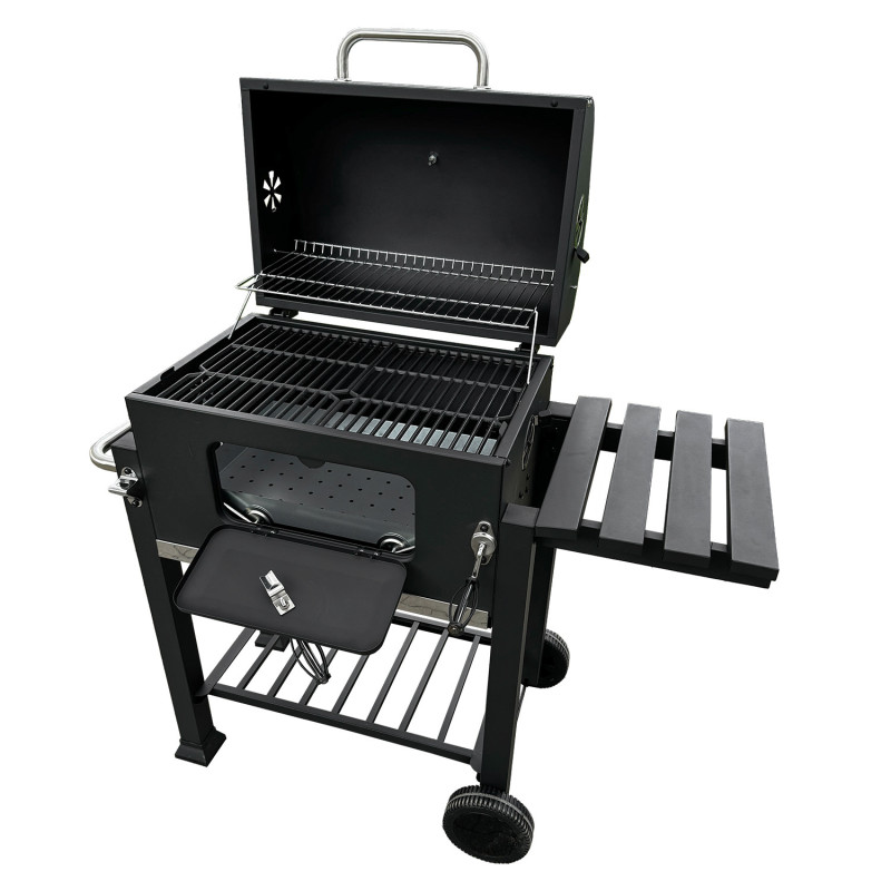 Grill węglowy 113,5X50X107 cm z żeliwnym rusztem + pokrycie