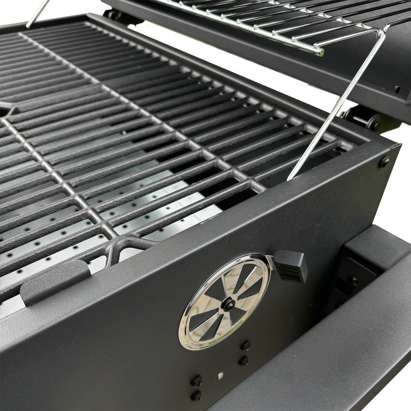 Grill węglowy 113,5X50X107 cm z żeliwnym rusztem + pokrycie