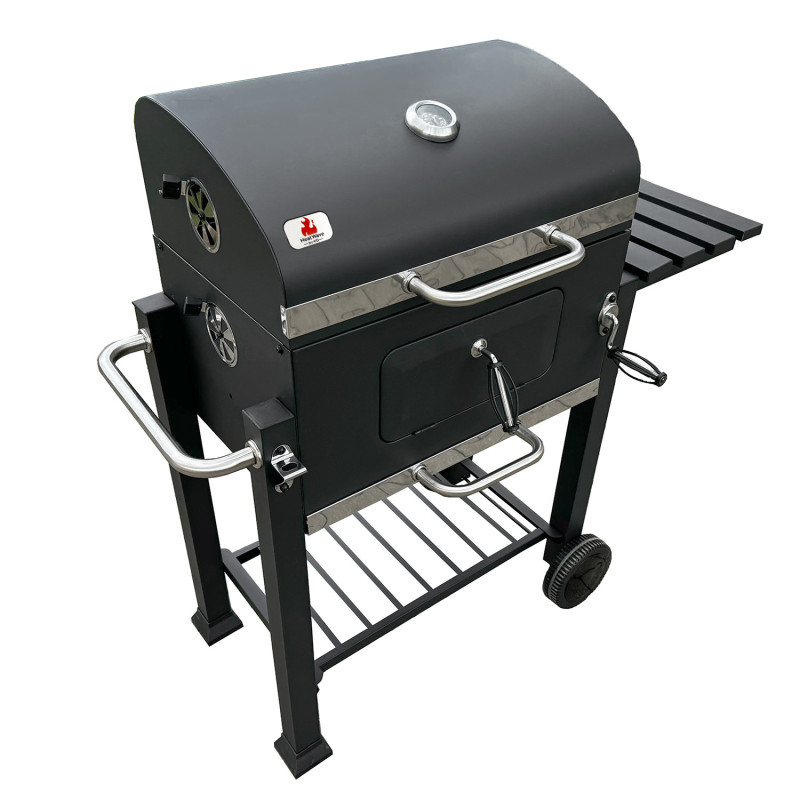 Grill węglowy 113,5X50X107 cm z żeliwnym rusztem + pokrycie