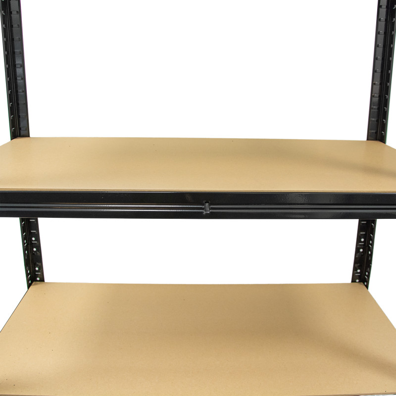 Regał metalowy magazynowy 180x75x35 cm czarny 2w1 garażowy do piwnicy 150 kg