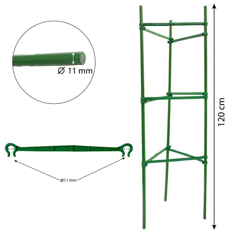 Podpora do roślin z tyczek trójkątna 120cm 11mm łączniki