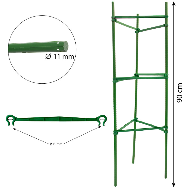 Podpora do roślin z tyczek trójkątna 90cm 11mm łączniki
