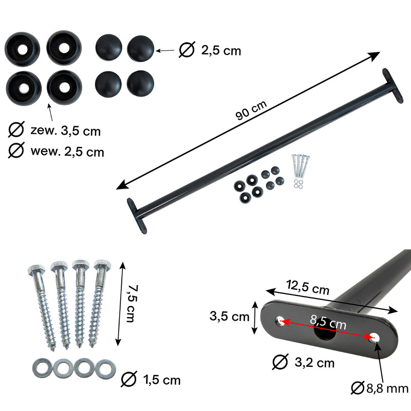Metalowy drążek na plac zabaw 90 cm antracytowy