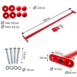 Metalowy drążek na plac zabaw 125 cm czerwony