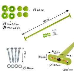 Metalowy drążek na plac zabaw 125 cm limonkowy