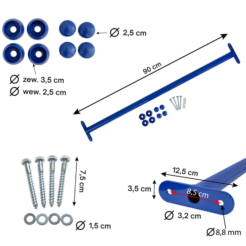 Metalowy drążek na plac zabaw 90 cm niebieski
