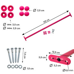 Metalowy drążek na plac zabaw 125 cm różowy