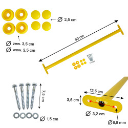 Metalowy drążek na plac zabaw 90 cm żółty