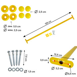 Metalowy drążek na plac zabaw 125 cm żółty