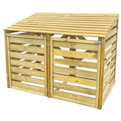 Drewniana podwójna obudowa na kosz do śmieci 240L