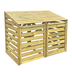 Drewniana podwójna obudowa na kosz do śmieci 240L