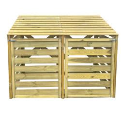 Drewniana podwójna obudowa na kosz do śmieci 240L