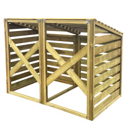 Drewniana podwójna obudowa na kosz do śmieci 240L