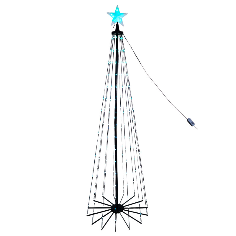 Choinka świecąca 250 LED 180cm Ø 60cm stelaż światełka APLIKACJA pilot