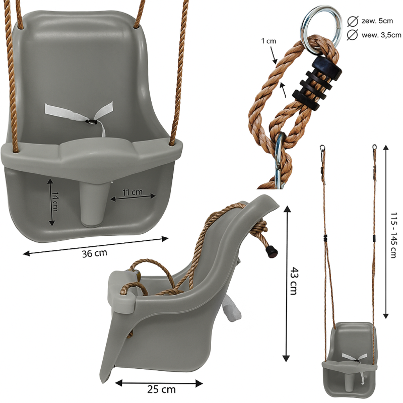 Siedzisko Kubełkowe Szare dla dzieci na plac zabaw