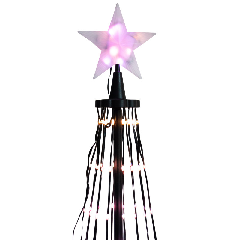 Choinka świecąca 340 LED 240 cm Ø 80 cm stelaż światełka APLIKACJA pilot