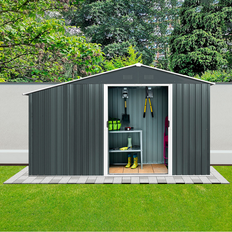 Stalowy domek narzędziowy 6m2 z drewutnią 196x322x196 cm narzędziownia blaszak