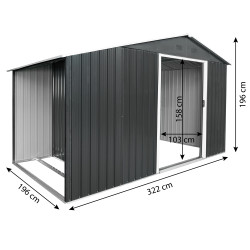 Stalowy domek narzędziowy 6m2 z drewutnią 196x322x196 cm narzędziownia blaszak