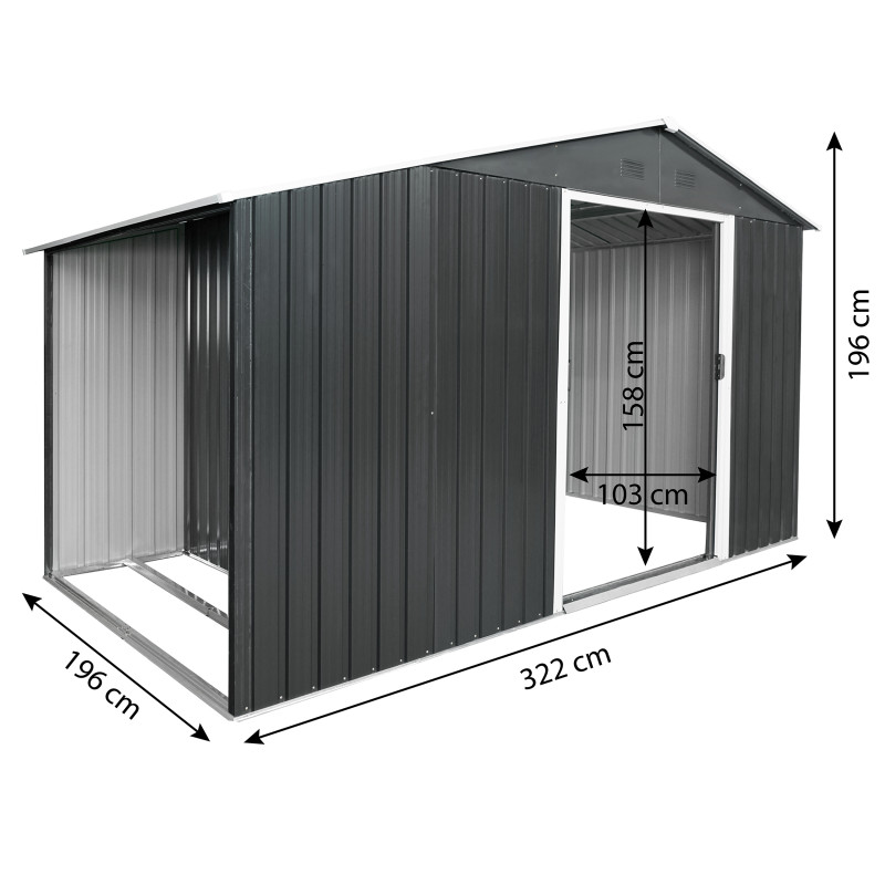 Stalowy domek narzędziowy 6m2 z drewutnią 196x322x196 cm narzędziownia blaszak