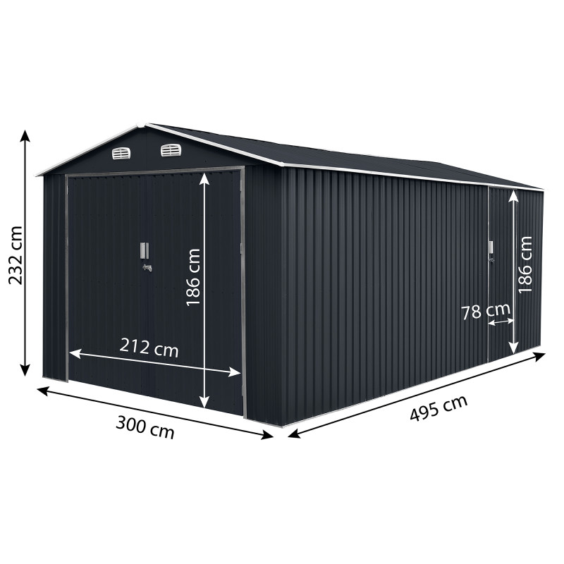 Garaż metalowy 495x300x232 cm narzędziownia 5x3m blaszak 15m2