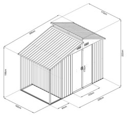 Stalowy domek narzędziowy 5m2 z drewutnią i świetlikiem 173x300x222 cm narzędziownia blaszak