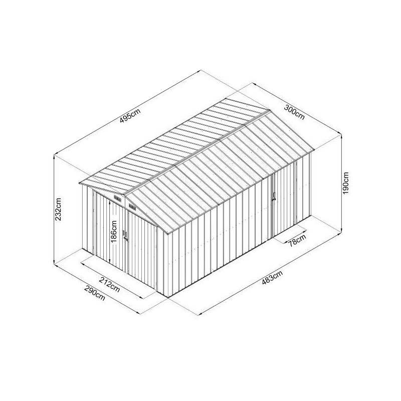 Garaż metalowy 495x300x232 cm narzędziownia 5x3m blaszak 15m2