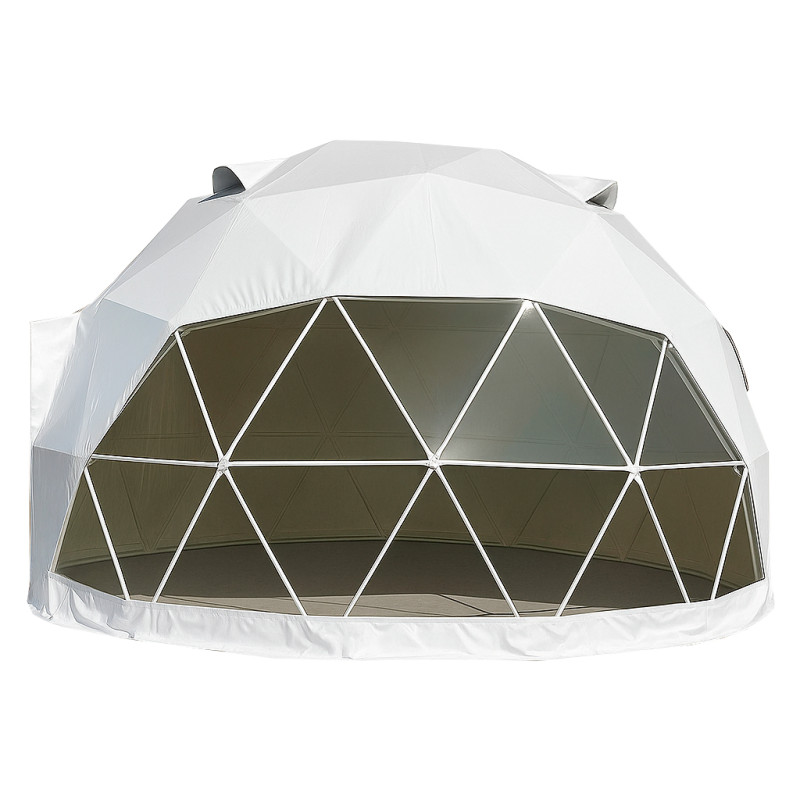 Namiot sferyczny całoroczny kopuła Ø 6m 28mkw szklane drzwi glamping