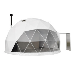 Namiot sferyczny całoroczny kopuła Ø 6m 28mkw szklane drzwi glamping