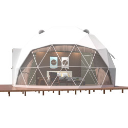 Namiot sferyczny całoroczny kopuła Ø 6m 28mkw szklane drzwi glamping