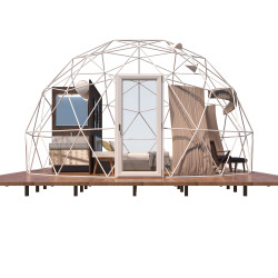 Namiot sferyczny całoroczny kopuła Ø 6m 28mkw szklane drzwi glamping