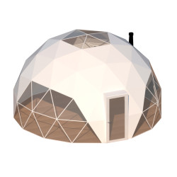 Namiot sferyczny całoroczny kopuła Ø 6m 28mkw szklane drzwi glamping