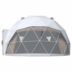 Namiot sferyczny całoroczny kopuła Ø 6m 28mkw szklane drzwi glamping