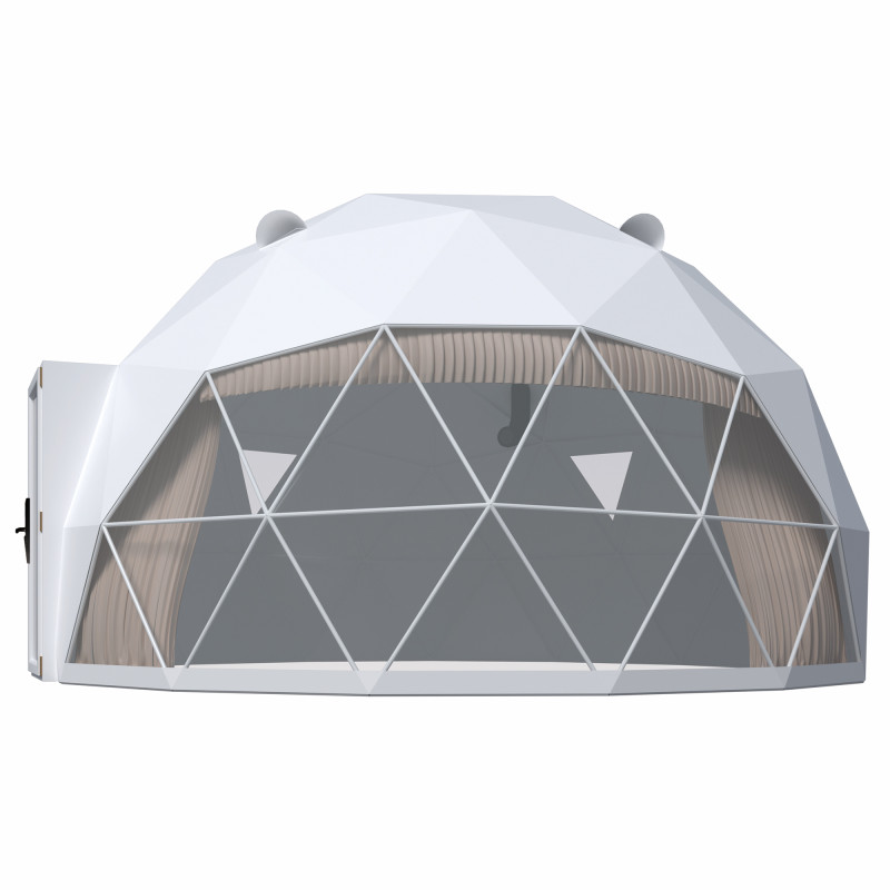Namiot sferyczny całoroczny kopuła Ø 6m 28mkw szklane drzwi glamping