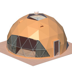 Namiot sferyczny całoroczny kopuła Ø 7m 38mkw szklane drzwi glamping