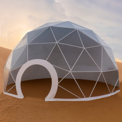 Namiot sferyczny całoroczny kopuła Ø 8m 50mkw drzwi pvc glamping