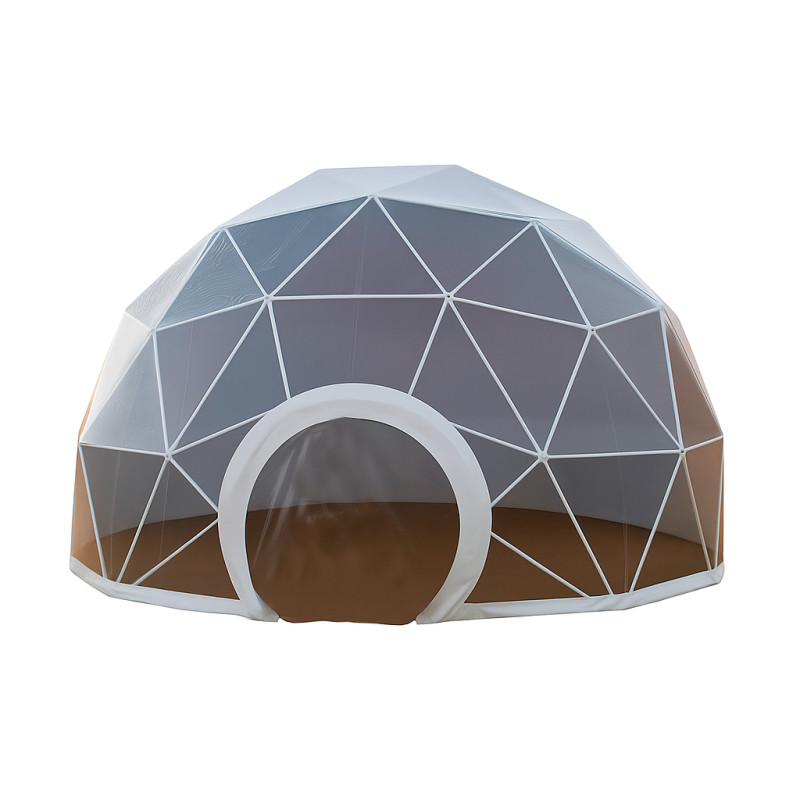 Namiot sferyczny całoroczny kopuła Ø 8m 50mkw drzwi pvc okno glamping