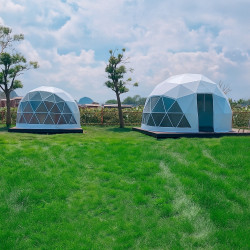 Namiot sferyczny całoroczny kopuła Ø 6m 28mkw drzwi pvc glamping