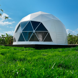 Namiot sferyczny całoroczny kopuła Ø 7m 38mkw drzwi pvc glamping