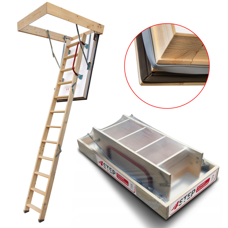 Drewniane Schody Strychowe NORDIC 87mm 120x60 + dodatkowa uszczelka