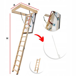 Drewniane schody strychowe NORDIC 120x60 H-310 87mm + Dodatkowa uszczelka