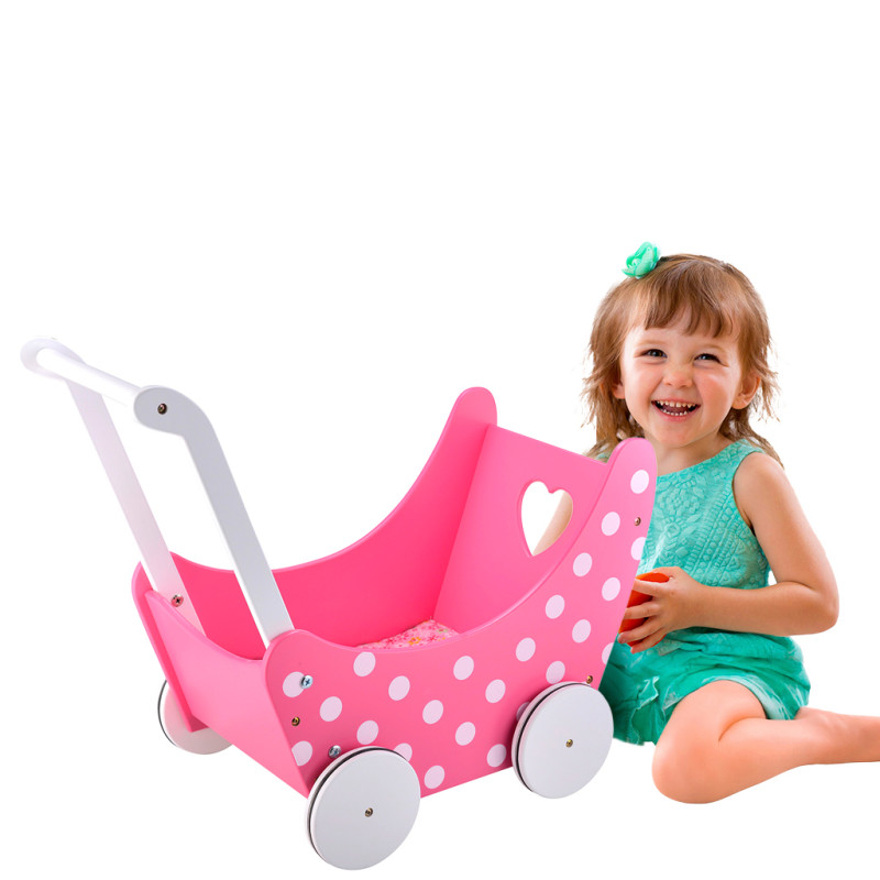 Drewniany wózek dla lalek Gaby w kropki