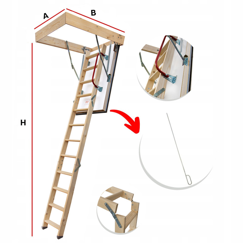 Drewniane Schody Strychowe NORDIC 87mm 120x70 + dodatkowa uszczelka
