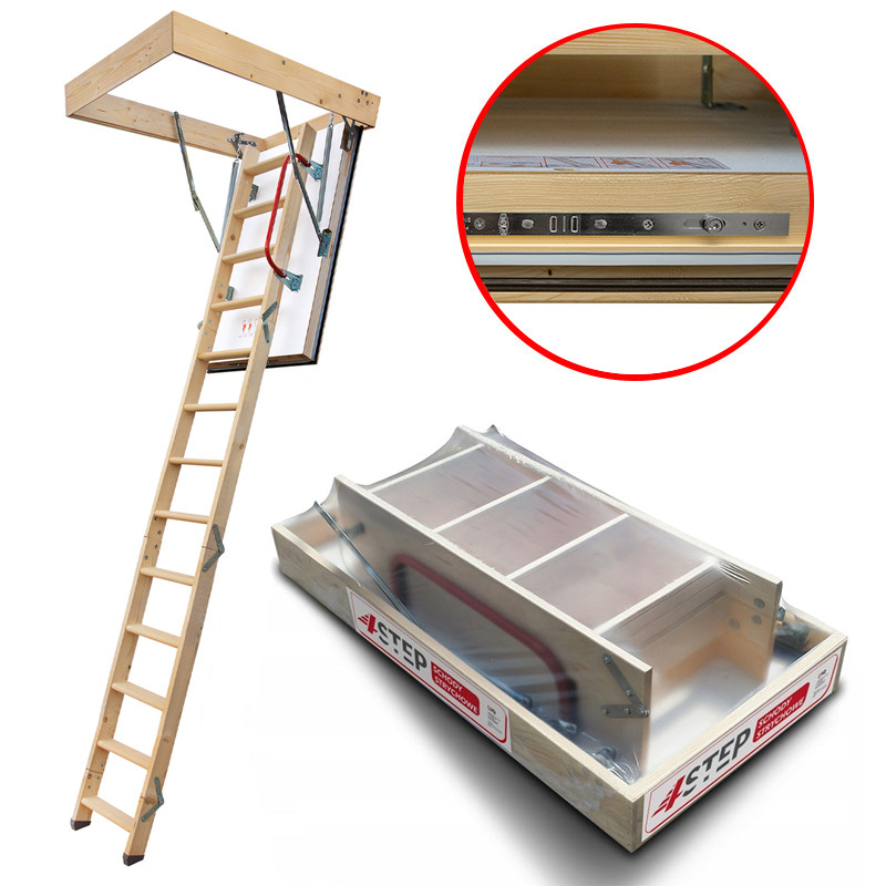 Drewniane schody strychowe NORDIC 120x70 H-310 87mm + Dodatkowa uszczelka