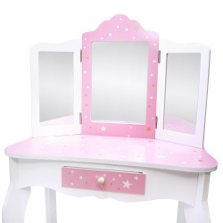 Różowa toaletka dla dzieci Sol z krzesełkiem i 3 lustrami