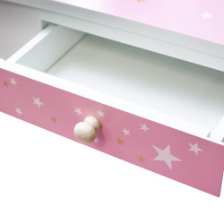 Różowa toaletka dla dzieci Sol z krzesełkiem i 3 lustrami