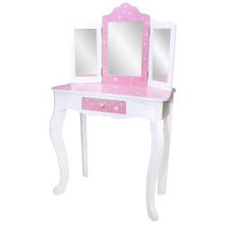 Różowa toaletka dla dzieci Sol z krzesełkiem i 3 lustrami