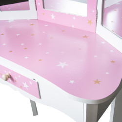 Różowa toaletka dla dzieci Sol z krzesełkiem i 3 lustrami